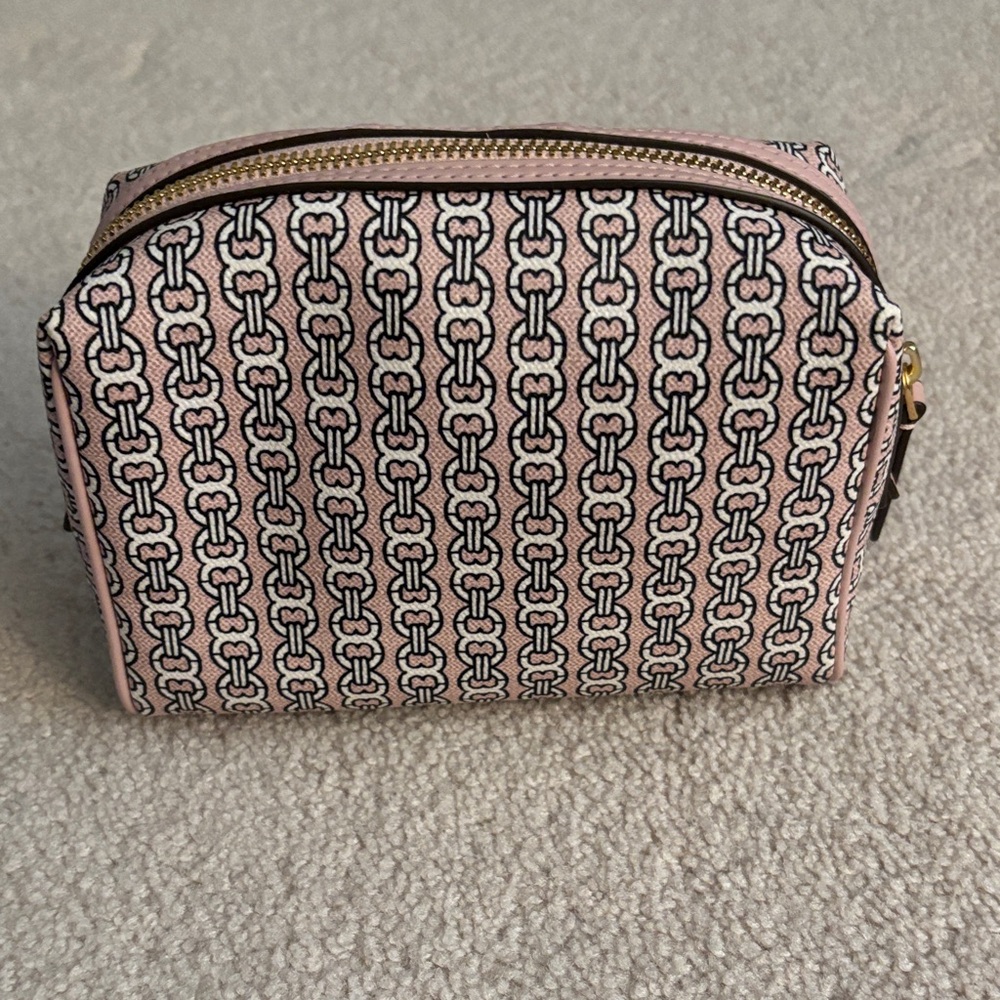 NWOT Tory Burch Gemini Link Costal Pink Cosmetic Bag - Picture 2 of 9